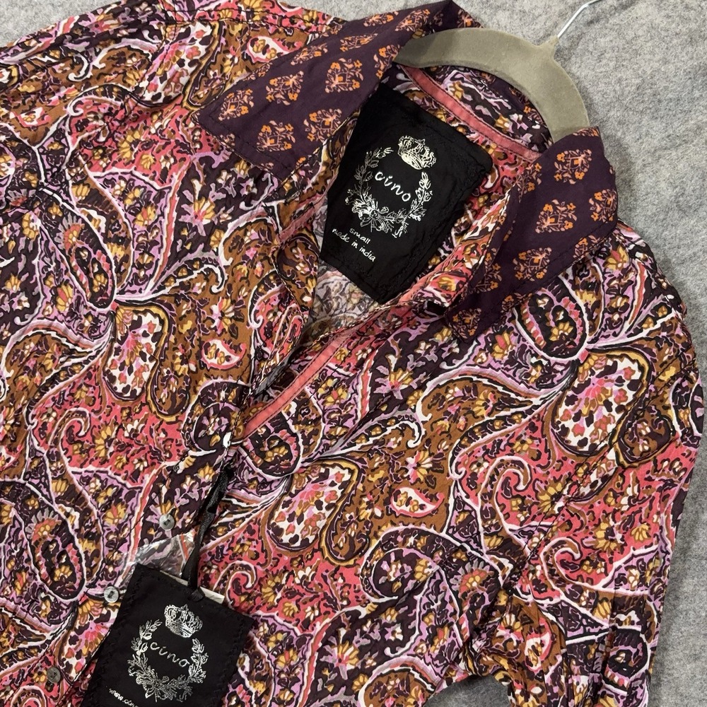 Cino Sundance Blouse Top Womens Sz S Multicolor Paisley Crinckle Cottagecore NWT